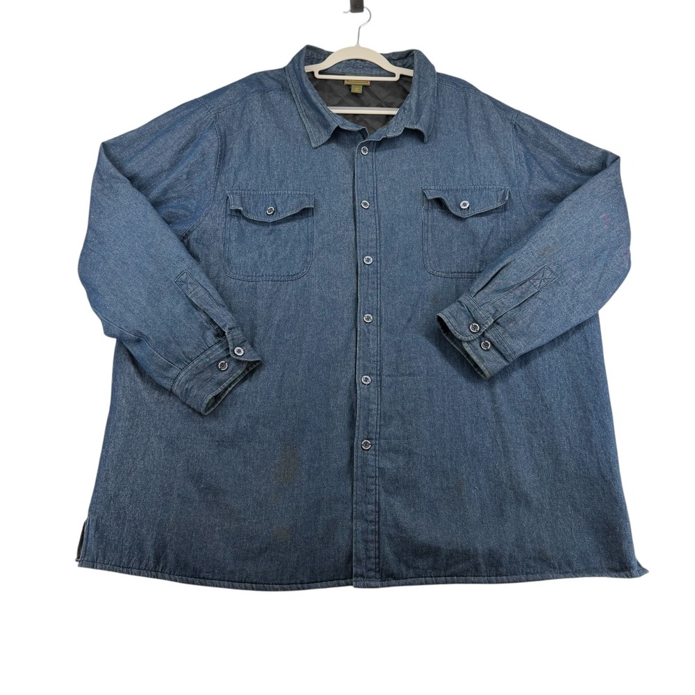 Boulder Creek Quilted Lined Denim Chambray Shirt Chore Jacket Mens 3XLB Big
